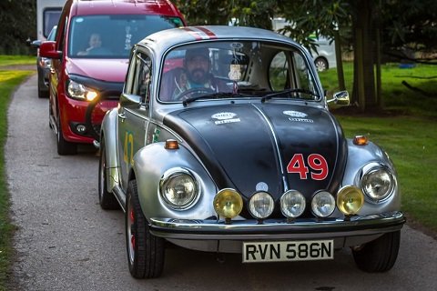 silver vw beetle