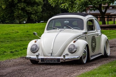 white vw beetle